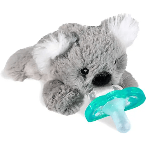 RaZbaby Koala RaZbuddy Stuffed Animal Pacifier Holder for Newborns & Up, Made in The USA, Detachable Orthodontic JollyPop Pacifier, Medical-Grade 100% BPA-Free Silicone, Baby Shower - 0 Months+