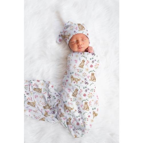 Golden Retriever Swaddle Blanket Wildflower Golden Retriever Baby Clothes Baby Girl Newborn Gift Hospital Announcement Blanket Coming Home