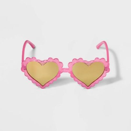 Girls' Scalloped Heart Sunglasses - Cat & Jack™ Pink: UV Protection, Ages 3-10, Recycled Frame