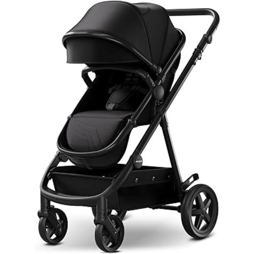 Mompush Meteor 2 Baby Stroller 2-in-1 with Bassinet Mode, Compatible with Infant Car Seat, Adapter Included - Stable Bassinet Stroller Combo, Full-Size Baby Strollers for Family Outings