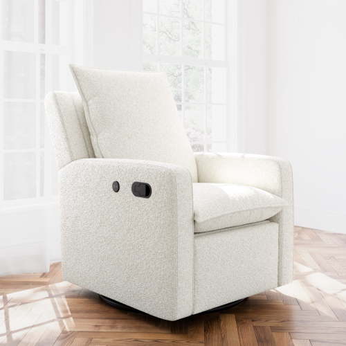 Storkcraft Timeless Recliner Glider with USB, Ivory Boucle