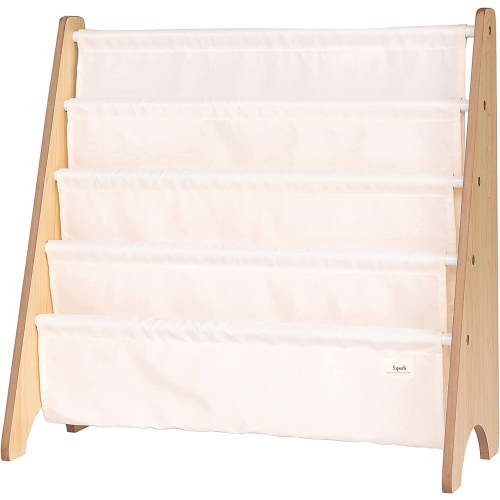 3 Sprouts Recycled Fabric Kids Book Rack Storage Bookshelf Organizer in Craem for Ages 3+
