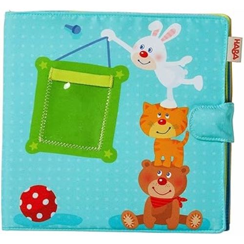 HABA My First Photo Album - Soft Fabric Baby Book, Baby Album Fits (8) 4"x6" Photos, Sensory Toys for Babies, Baby Books 12-36 Months & Up