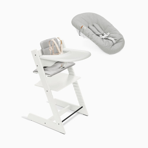 Stokke Tripp Trapp High Chair Complete² + Newborn Set - White/Anthracite Cushion/White Tray/Newborn Grey
