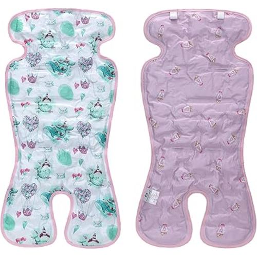 Miracle Baby Gel Car Seat Cooler Pad, Double Sides Universal Stroller Ice Cushion Cooler Mat, Summer Cooling Seat Liner Suitable for Baby Dining Chair, Child Safety Seat, One Pack (Whale+Pink)