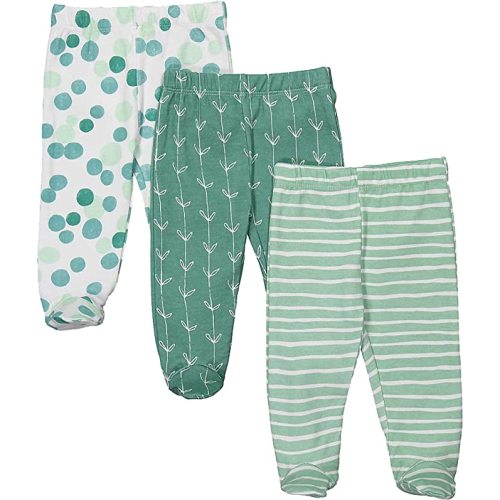 Spasilk Baby Boys' 3 Pack Cotton Pull on Footed Pants