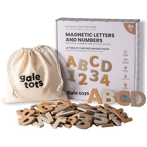 Magnetic Letters and Numbers - 135 PCS Alphabet Magnets in Soft Foarm - Magnetic Alphabet Letters in Neutral Colors - Fridge Magnet Letters for Kids