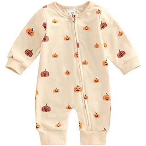 Halloween Baby Boy Girl Outfit Pumpkin Long Sleeve Onesie Romper Jumpsuit Halloween Clothes Girl Boy