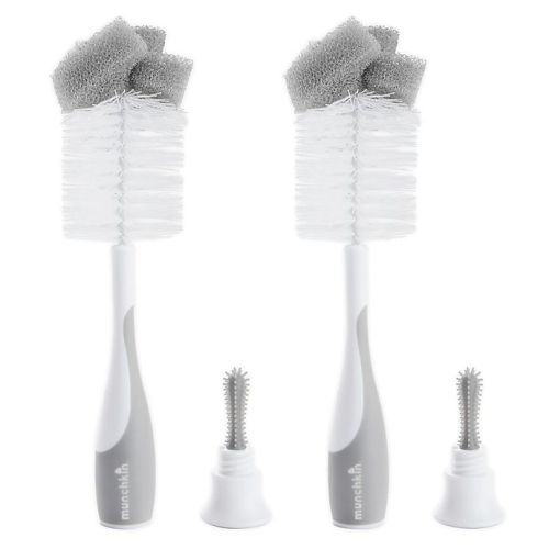 Munchkin® 2-Pack Sponge™ 2-in-1 Bottle Brushes in Grey