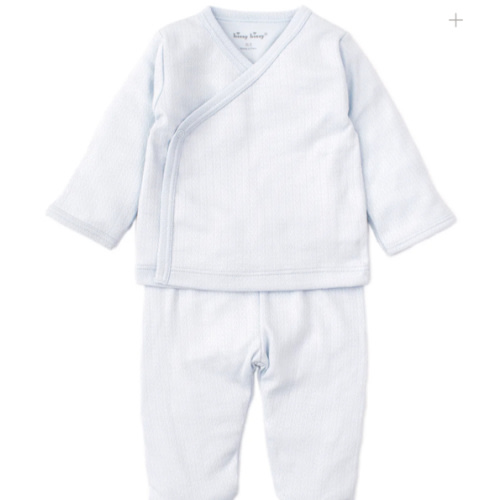 Blue Kissy Pointelle Cross Tee and Pant Set