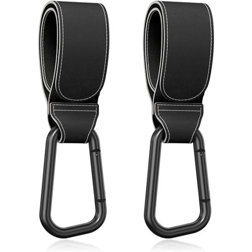 Baby Stroller Hooks for Hanging Bags, Universal Stroller Clips Stroller Accessories Hook Mommy Hook for Stroller, Diaper Bag, Shopping Bag, Purse, Backpack (Black, 2 Pack)