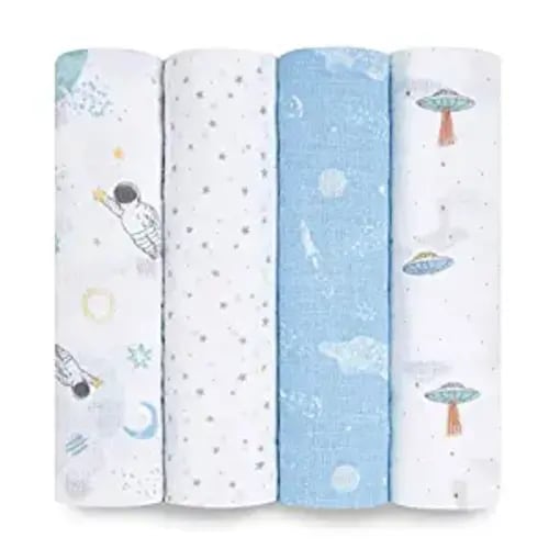aden + anais Essentials Swaddle, 4 Pack - Space Explorers