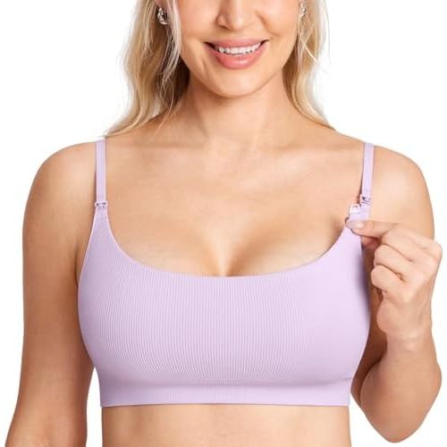MOMANDA Women's Nursing Bras Ribbed Seamless Bralettes Support Sports Bra for Breastfeeding Wireless Maternity Sleep