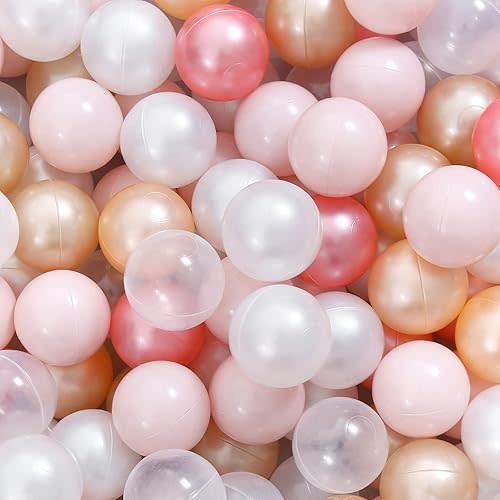 STARBOLO Ball Pit Balls Pack of 100 - Pearl 6 Colors BPA&Phthalate Free Non-Toxic Crush Proof Play Balls Soft Plastic Balls for 1-5Years Old Toddlers Girl Kids Birthday Pool Playpen Tent Party