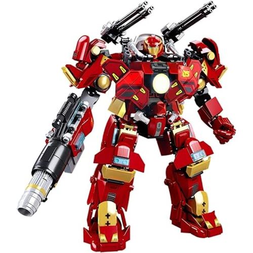 Mech Robot Transforming Building Blocks Set for Adults,City Warrior Justice Hero Soldier Mech Model Building Kit, Cool Creative Robots Toys Gift for Teens Boys, 588 Pieces