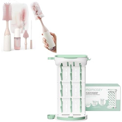 Momcozy DIY Larger Bottle Drying Rack for 18 Bottles Bottle Brush Kit