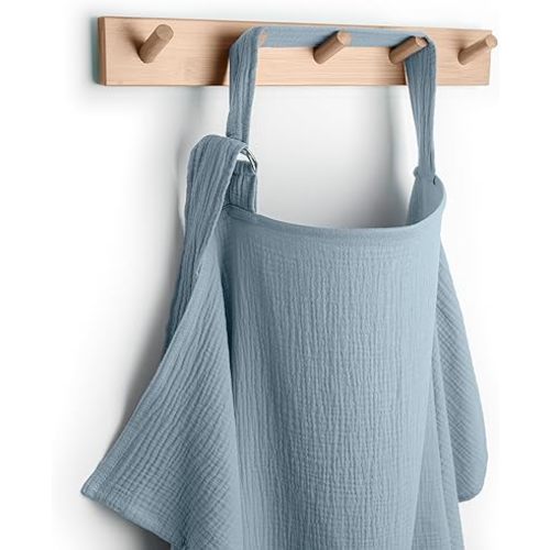 Comfy Cubs Muslin Nursing Cover, Pack of 1, 100% Muslin Breastfeeding Cover - Soft & Breathable Baby Nursing Scarf with Adjustable Neck Strap - Portable, Lightweight & Privacy Coverage - Pacific Blue