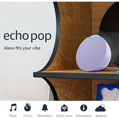 Amazon Echo Pop (newest model), Our smallest Alexa speaker, Fits in any room, Lavender Bloom