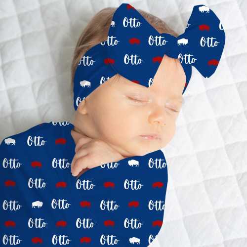 Custom Buffalo Baby Blanket, Buffalo Football Baby Blanket, Buffalo Baby Bow, Buffalo Baby Swaddle, Personalized Buffalo Football Baby Gift