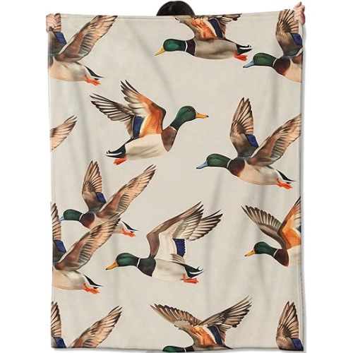 Flying Mallard Duck Blanket Gifts for Kids Women Adult Girls,Nature Aniaml Throw Blankets,Soft Comfy Lightweight for Home Couch Bed Sofa Realistic Decor,Playful Farm Art 50x60in