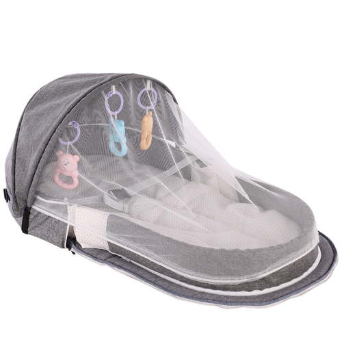 Travel Bed, Portable Crib for All Ages, All Ages Bassinet Portable, Mosquito Bed Net, Toys for All Ages, Cross Country Trips, Gray Mesh, 1 Set