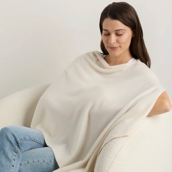 Mongolian Cashmere Nursing Shawl in Ivory
