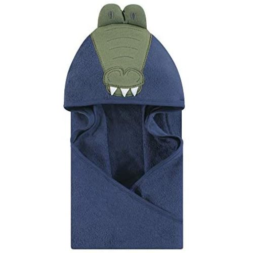 Hudson Baby Unisex Baby Cotton Animal Face Hooded Towel, Alligator, One Size
