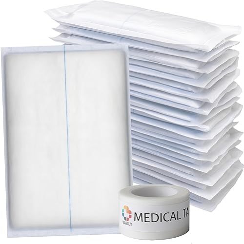 Vakly ABD Combine Abdominal Pads 5x9 Inches [20 Pack] High Absorbency Sterile Individually Wrapped 5''x9'' First Aid Non-Adherent Absorbent Post-Op Gauze - Heavy-Draining, Trauma Wound Dressing