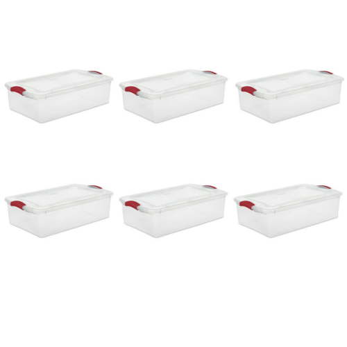 Sterilite 32 qt. Latch Box Plastic, Infra Red, Set of 6