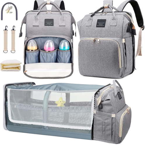 Anoak Baby Diaper Bag Backpack with Changing Station, Large Capacity Baby Bag, Waterproof Travel Backpack with USB Charging Port, Stroller Straps , Baby Shower Gifts