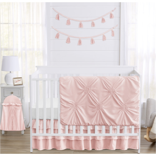 Harper Blush Pink Collection 4 Piece Crib Bedding