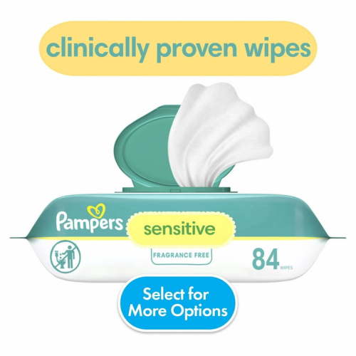 Pampers Sensitive Baby Wipes Unscented, 1 Pack, 84 Total Count (Select for More Options)