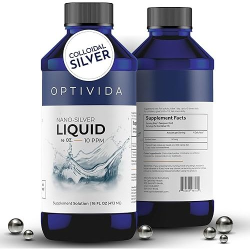 Optivida Health Nano Colloidal Silver Liquid (1 Pack) – Immune Support Supplements with Silver Hydrosol, Liquid for Immune Support, Colloidal Silver for Immune System, Silver Colloidal Liquid (16 oz)