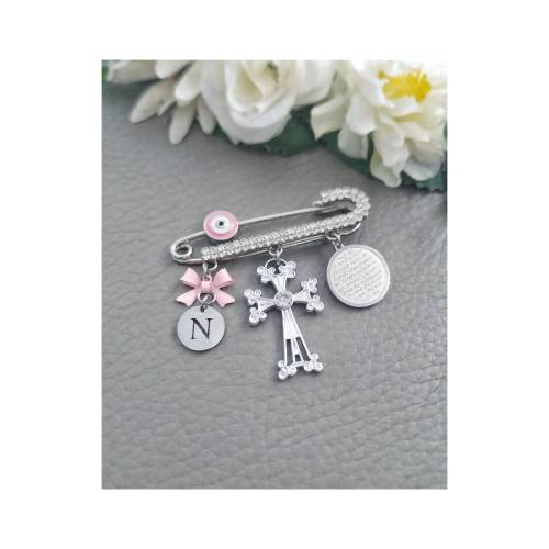 Personalized Armenian Baby Pin, Baptism Khachkar Jewelry