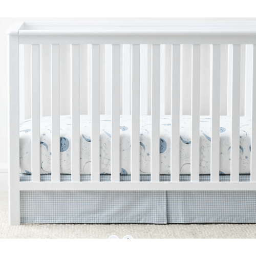 Ditsy Gingham Classic Cool Organic Cotton Percale Tailored Crib Skirt