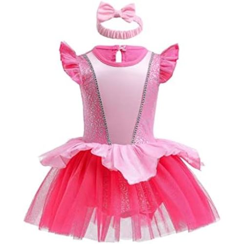 Dressy Daisy Infant Baby Girl Princess Dress Costume Romper Tulle Tutu Fancy Birthday Halloween Bodysuit Outfit with Headband
