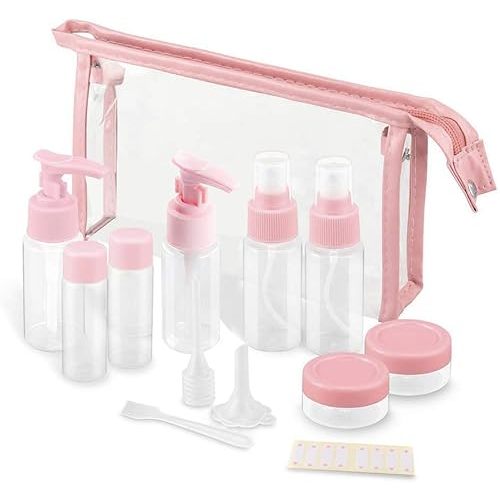 Vitog Travel Bottles Kit, TSA Approved Leak Proof Portable Toiletry Containers Set, Clear PET Flight Size Cosmetic Containers for Lotion, Shampoo, Cream, Soap, Set of 11