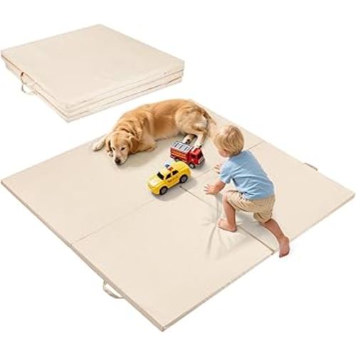 59x59Inch Baby Play Mat Foldable | Waterproof Playmat Infant | Soft Padded Foam Floor Mat for Kids Playroom | Non-Slip Crawling Removable Cover Washable Crawling Playmat Child