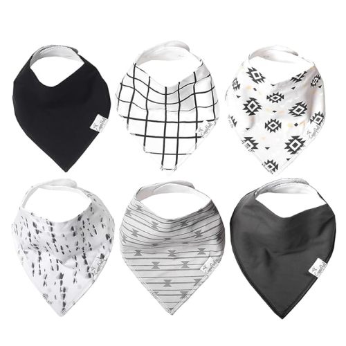 Copper Pearl 6 Pack Soft Cotton Baby Bibs for Drooling and Teething, Absorbent Drool Bibs for Baby Girl and Boy, Adjustable to Fit Newborns to Toddlers, Tons of Styles (Hawk Set)