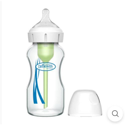 Dr. Brown's Natural Flow Anti-Colic Options+ Wide-Neck Glass Baby Bottle, with Level 1 Slow Flow Nipple