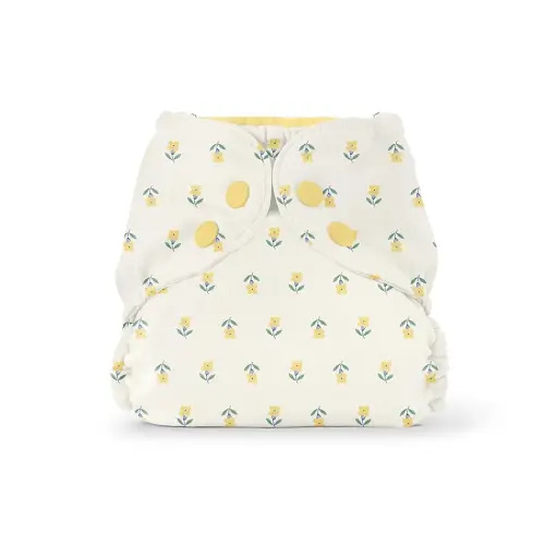 Esembly Cloth Diaper Cover - Reusable Swim Diaper, Waterproof, Breathable - Adjustable Outer Layer Over Absorbent Inner for Blowout Protection - Buds, Size 2 (18-35lbs)