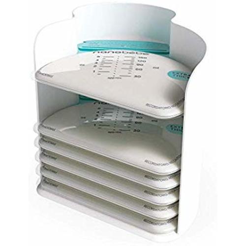 nanobebe 25 Breastmilk Storage Bags & Organizer – Fast, Even Thawing & Warming Breastmilk Bags, Save Space & Track Pumping – Freezer & Fridge Breastfeeding Supplies
