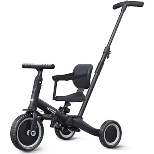newyoo Tricycle for Toddlers 1-3, Toddler Bike, Trike with Push Handle, Perfect Boys and Girls Birthday Gift and Toys, Balance Bike with Backrest and Safety Belt, TR007, Dark Gray : Toys & Games