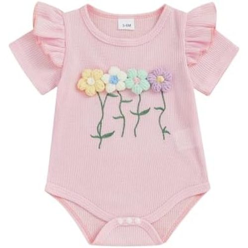 Newborn 3 6 12 18 Months Baby Girl Romper Summer Clothes Waffes Outfit 3D Flower Onesie Bodysuit Infant Girl Clothes