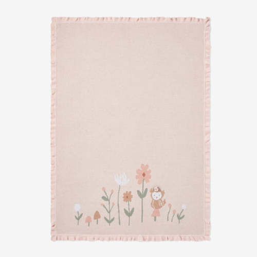 Floral Owl Cotton Knit Baby Blanket – Elegant Baby