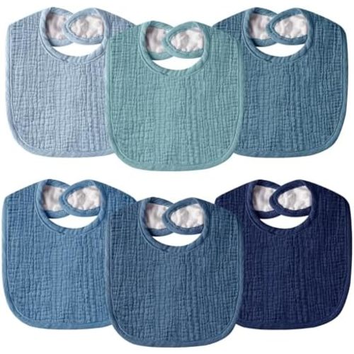Muslin Baby Bibs for Unisex Boys Girls, Cotton Drool Bibs, Adjustable Newborn Bibs for Drooling and Teething