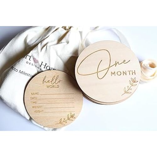 Monthly Baby Milestone Signs with Hello World Newborn Announcement Sign