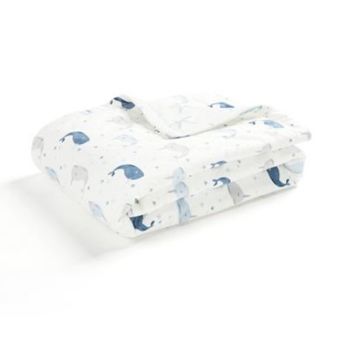 Lush Décor Soft & Plush Oversized Reversible Baby Blanket Narwhal Starfish - Blue/gray