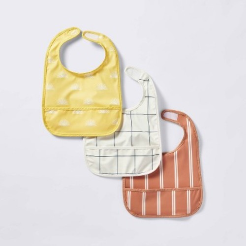 Water-Resistant Bibs - 3pk - Suns/Stripe - Cloud Island™.