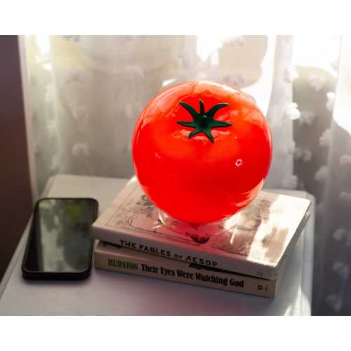 Modern Glass Tomato Lamp - Eclectic Cute Modern Dopamine Desk Night Light - Kitchen Table Light Decor - Kids Room Bedroom Dimmable Lamp